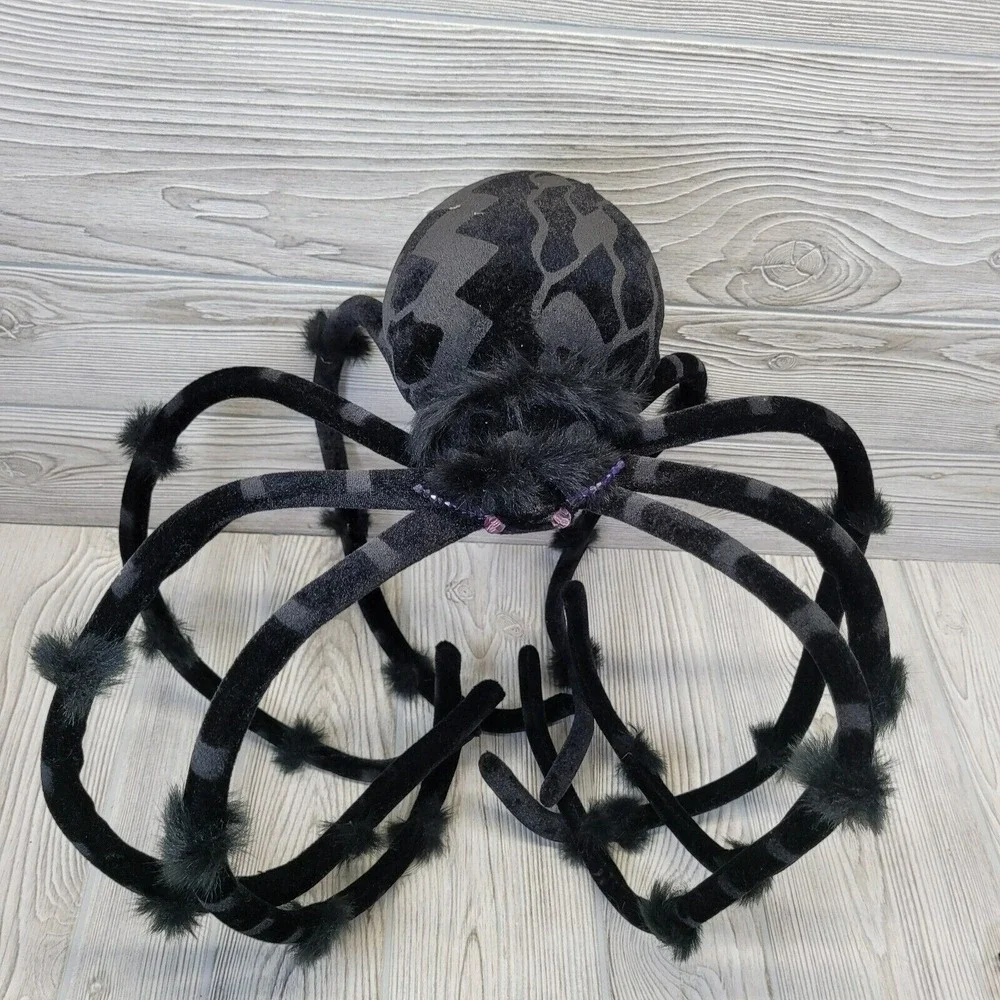 Unbranded Halloween Spider Decor Set Black Large Plush and Beaded Ornaments‎